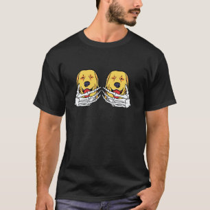 Golden Retriever Skeleton Hand On Breast Halloween T-Shirt