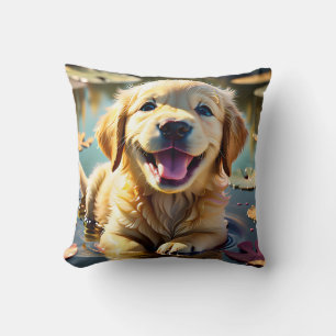 Golden Retriever Smiling Cushion
