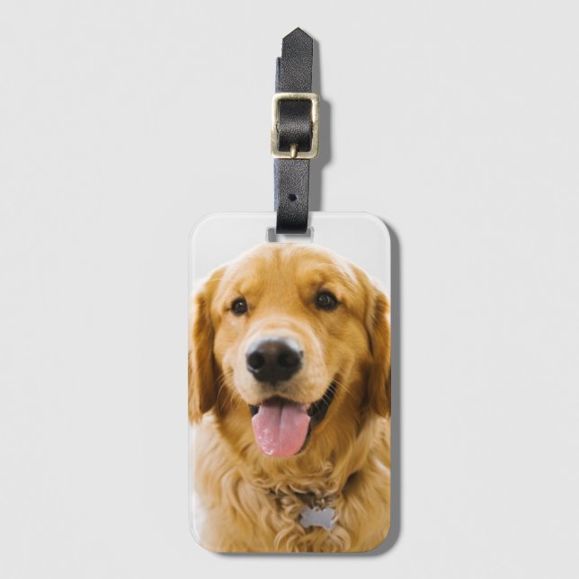Golden Retriever Smiling Luggage Tag (Front Vertical)