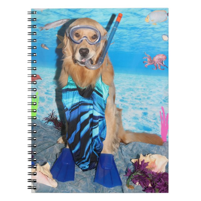 Golden Retriever Snorkeler Spiral Notebook (Front)