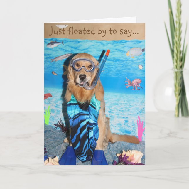 Golden Retriever Snorkelling Brithday Card (Front)
