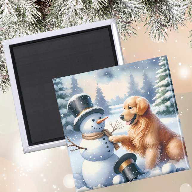 Golden Retriever Snowman Christmas Magnet (Creator Uploaded)
