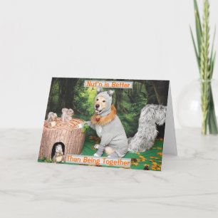 Golden Retriever Squirrel Harvest Thanksgiving Holiday Card