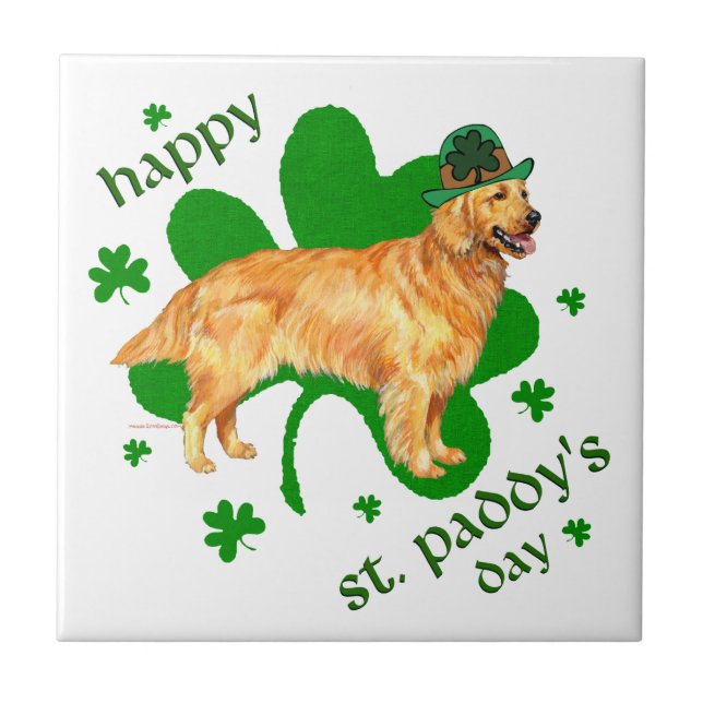Golden Retriever St Paddy's Day Tile (Front)