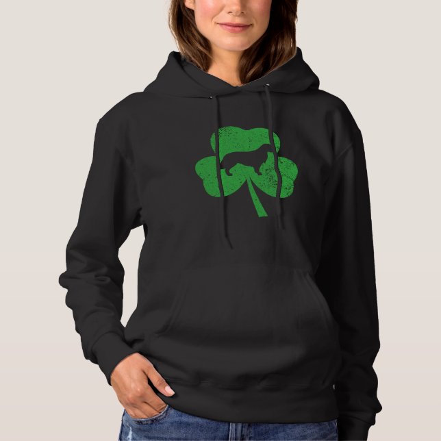 Golden Retriever St Patricks Day Distressed Shamro Hoodie (Front)