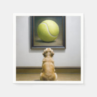Golden Retriever Staring at Tennis Ball Art Piece