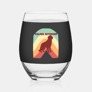 Golden Retriever Stemless Wine Glass