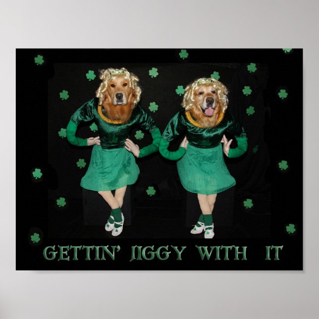 Golden Retriever Stepdancers Getting Jiggy with It Poster (Front)