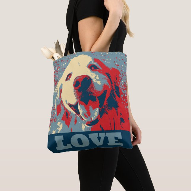 Golden Retriever Stylised Love Tote Bag (Close Up)