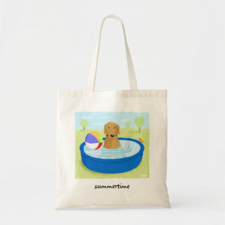 Golden Retriever Summertime | Cute Dog Art Tote Bag