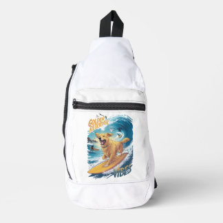 Golden Retriever Surfing Conqueror  Sling Bag
