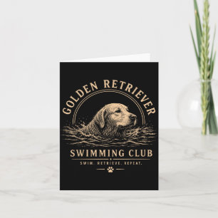 Golden Retriever Swimming Club Dog Lover Retro Card