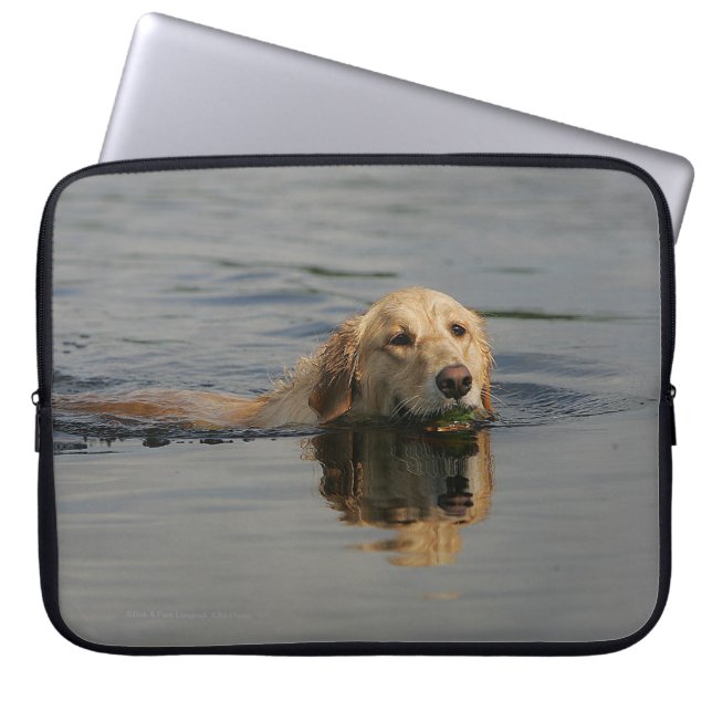 Golden Retriever Swimming Laptop Sleeve (Front)