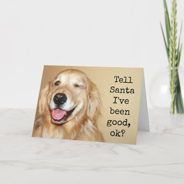 Golden Retriever "Tell Santa" Christmas Card (Front)