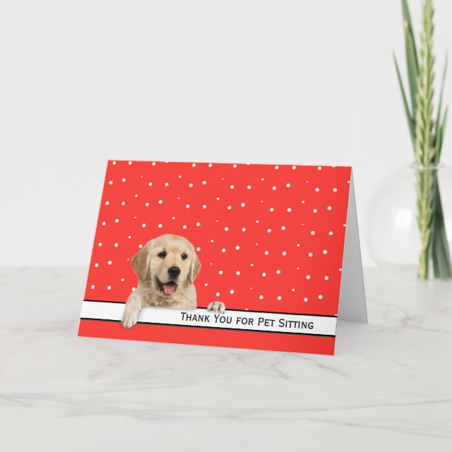 Golden Retriever Thank You for Pet Sitting Card (Front)