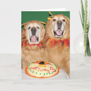 Golden Retriever Thanksgiving Takes the Cake Card