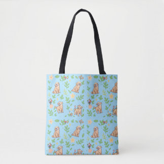 Golden Retriever Tote Bag Cute Pastel Spring Dog D