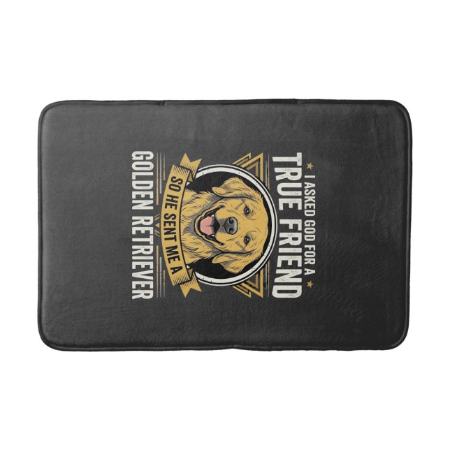 Golden Retriever True Friend Dog Bath Mat (Front)