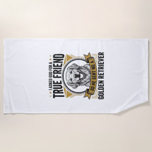 Golden Retriever True Friend Vintage Dog Lover Des Beach Towel