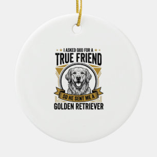 Golden Retriever True Friend Vintage Dog Lover Des Ceramic Tree Decoration