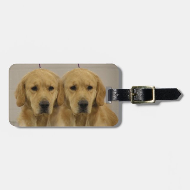 Golden Retriever Twins Luggage Topper Tag (Front Horizontal)