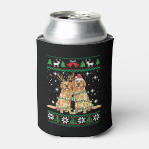 Golden retriever Ugly Christmas Dog Funny Christma Can Cooler