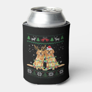 Golden retriever Ugly Christmas Dog Funny Christma Can Cooler