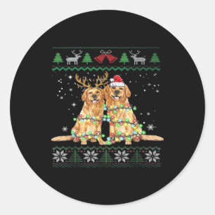 Golden retriever Ugly Christmas Dog Funny Christma Classic Round Sticker
