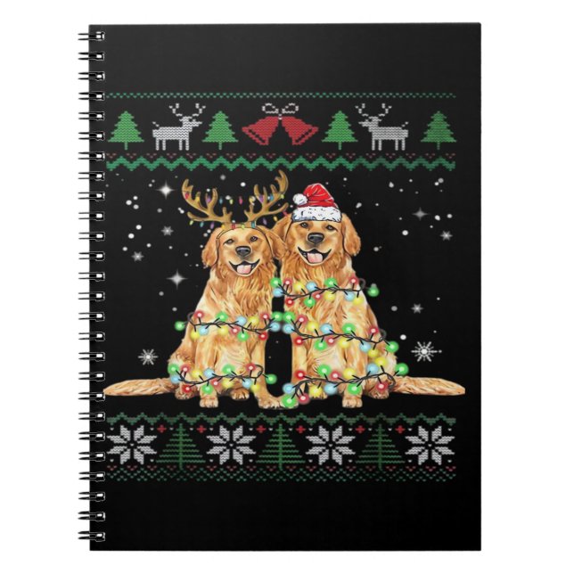 Golden retriever Ugly Christmas Dog Funny Christma Notebook (Front)