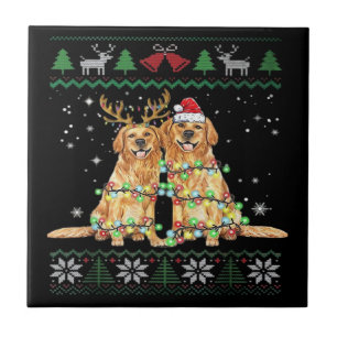 Golden retriever Ugly Christmas Dog Funny Christma Tile