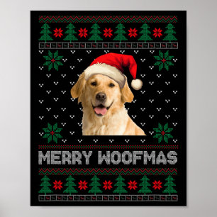 Golden Retriever Ugly Christmas Santa Dog Xmas Paj Poster