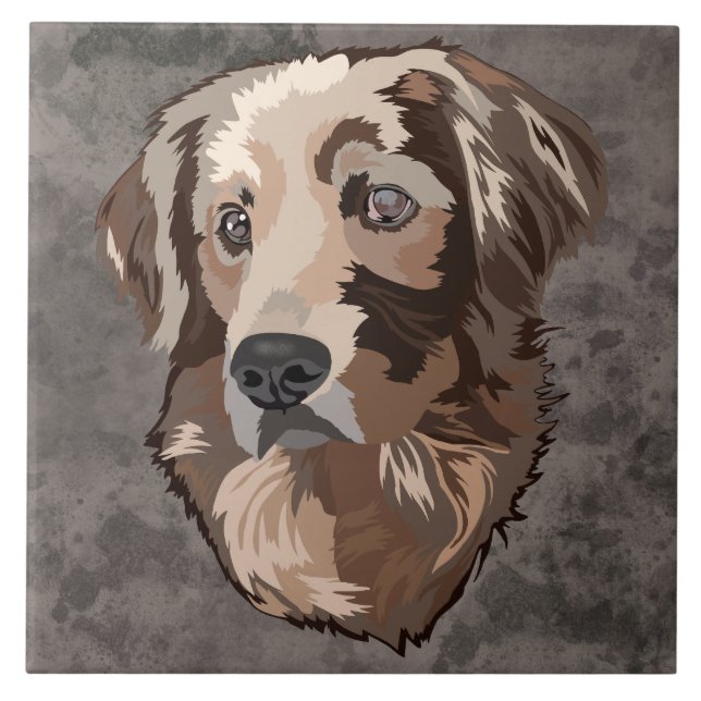 Golden Retriever ugly dog face Tile (Front)