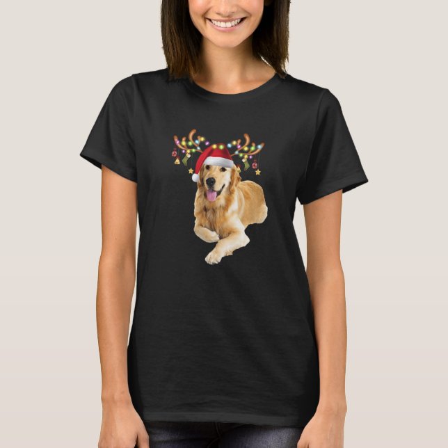 Golden Retriever Ugly Xmas Sweater Antlers Dog (Front)