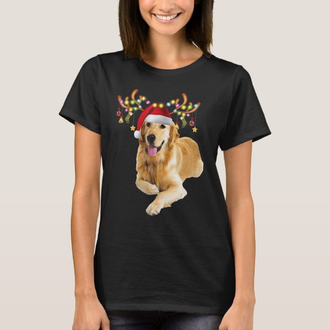 Golden Retriever Ugly Xmas Sweater Antlers Dog (Front)
