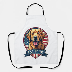 Golden Retriever USA Pride Vintage Dog Tee 4 Apron