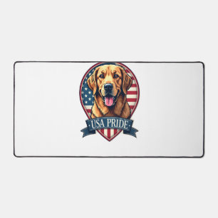 Golden Retriever USA Pride Vintage Dog Tee 4 Desk Mat