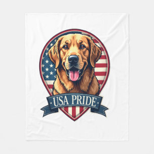 Golden Retriever USA Pride Vintage Dog Tee 4 Fleece Blanket