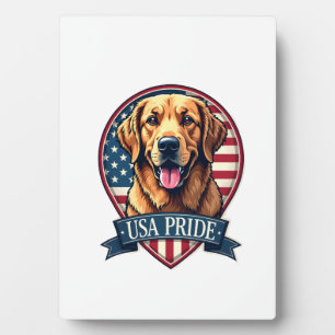 Golden Retriever USA Pride Vintage Dog Tee 4 Plaque