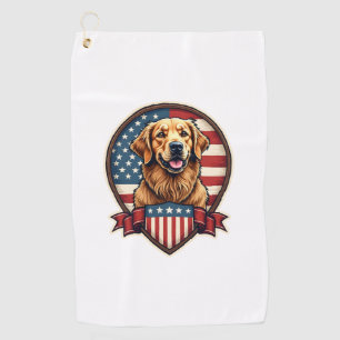 Golden Retriever USA Pride Vintage Dog Tee Golf Towel