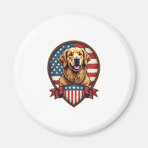 Golden Retriever USA Pride Vintage Dog Tee Magnet