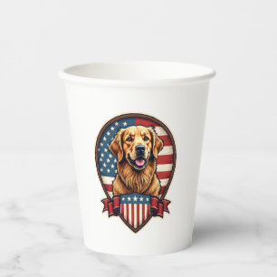 Golden Retriever USA Pride Vintage Dog Tee Paper Cups