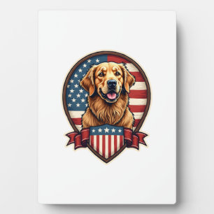 Golden Retriever USA Pride Vintage Dog Tee Plaque