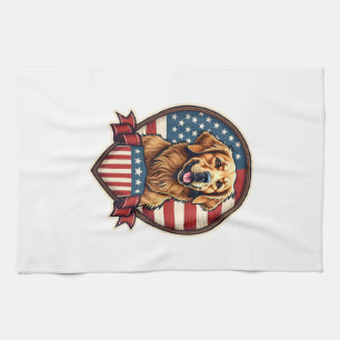 Golden Retriever USA Pride Vintage Dog Tee Tea Towel