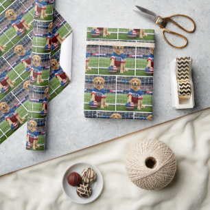 Golden Retriever USA Soccer Player Wrapping Paper