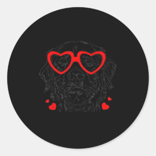 Golden retriever valentine day, heart glasses dog classic round sticker
