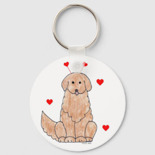 Golden Retriever Valentine Ears Keychain