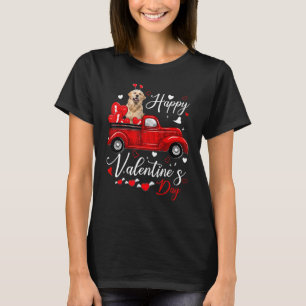 Golden retriever Valentine's Day Dogs Red Truck He T-Shirt