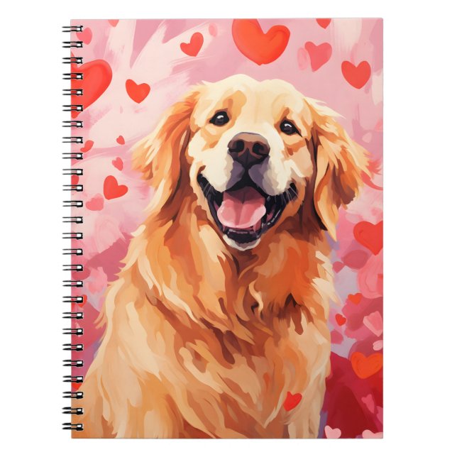 Golden Retriever Valentines day Notebook (Front)