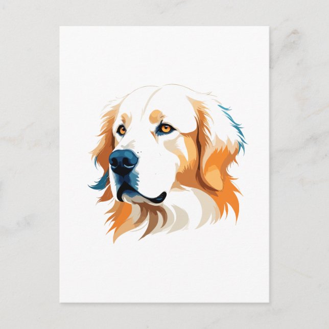 Golden Retriever Vector Art with Vibrant Colours Holiday Postcard (Front)