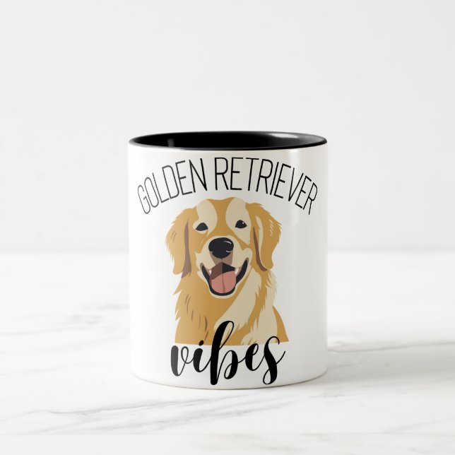 Golden Retriever Vibes Cute Funny Coffee Mug (Center)